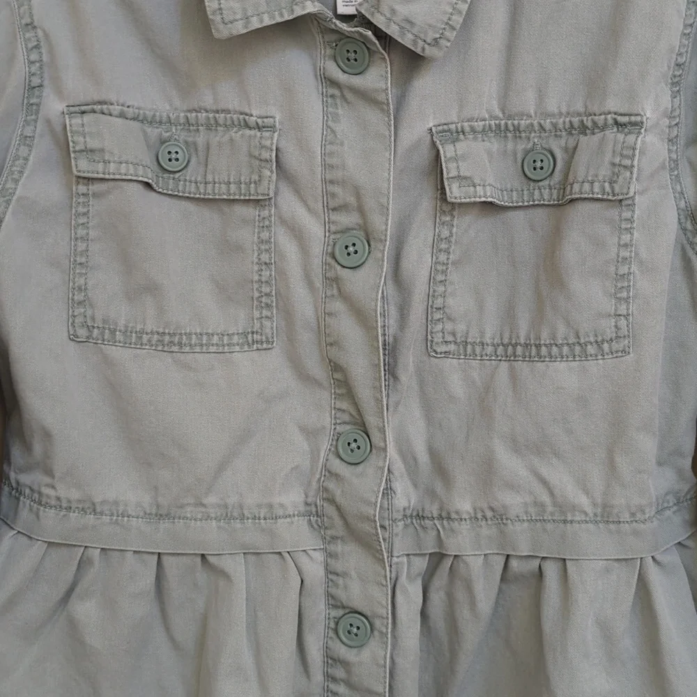 Gymboree Green Cotton Peplum Utility Jacket Size Large 10-12